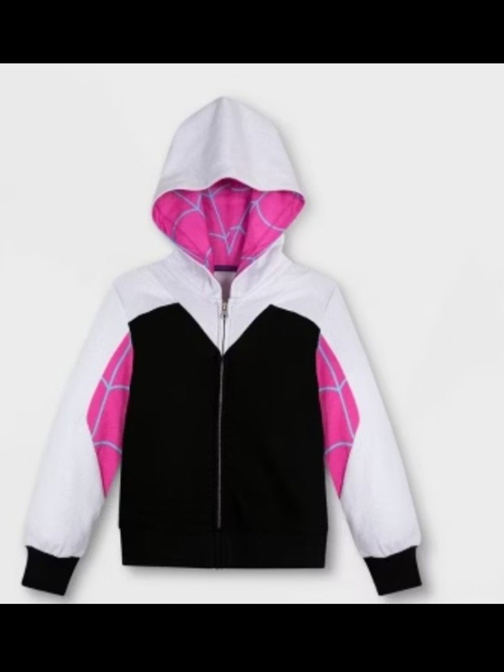 Marvel Girls White, Black & Pink Spider-Verse Zip Hoodie